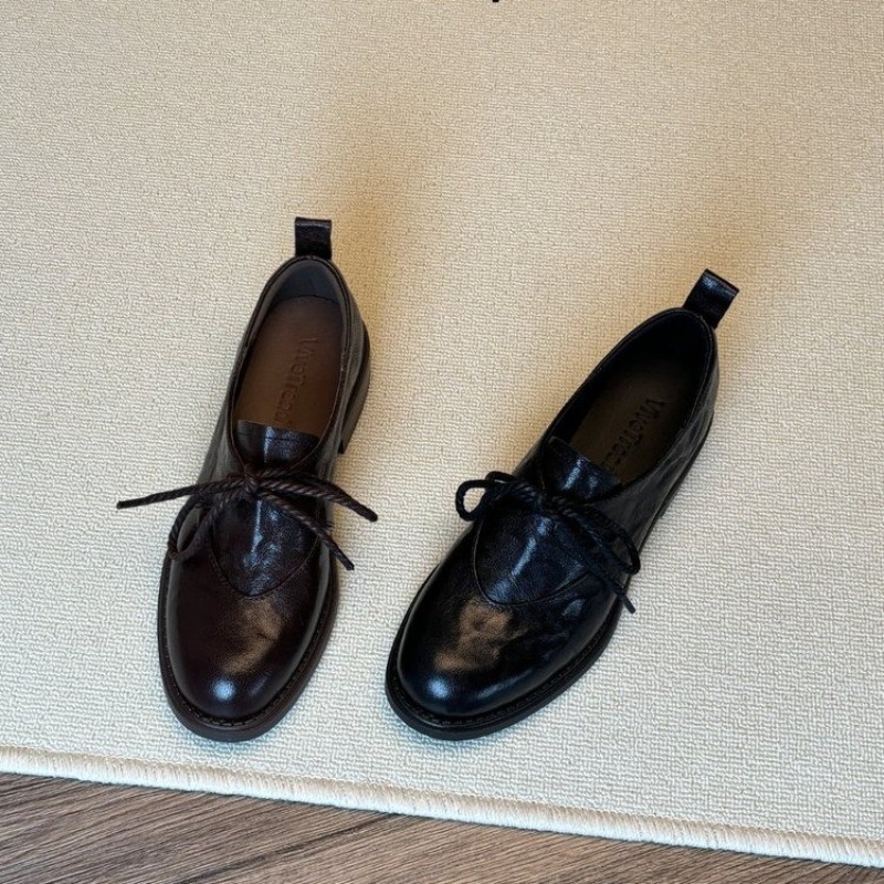 Women'S Shoes Kitten Heels - Französische Vintage Einfache Schnür-Loafer Frühling Neue