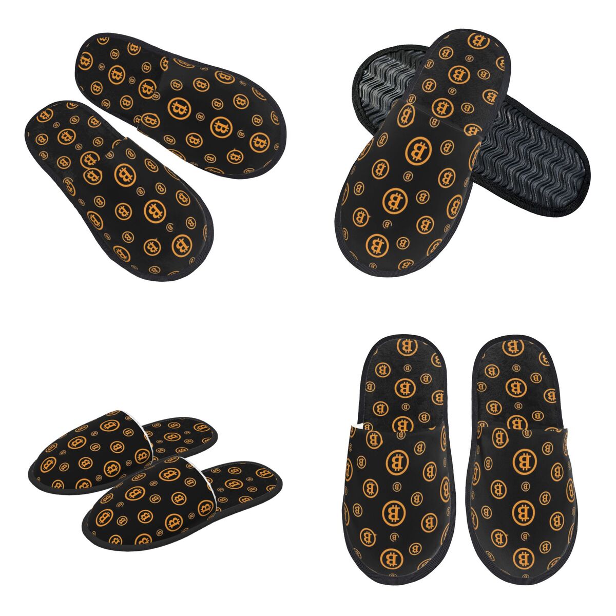 Women Shoes Logo - Maßgefertigte Hausschuhe mit Bitcoin-Logo-Muster, Memory-Schaum, warm,