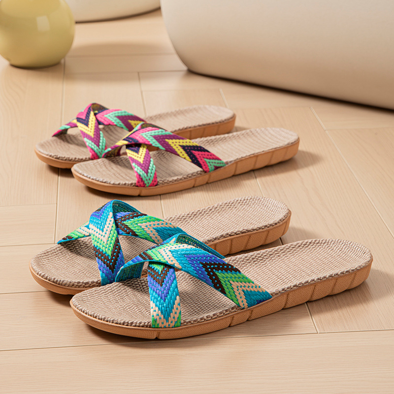 Women'S Shoes Temu - Hanf-Damenpantoffeln für Zuhause, Sommer-Designer-Damenschuhe, flach, 2026