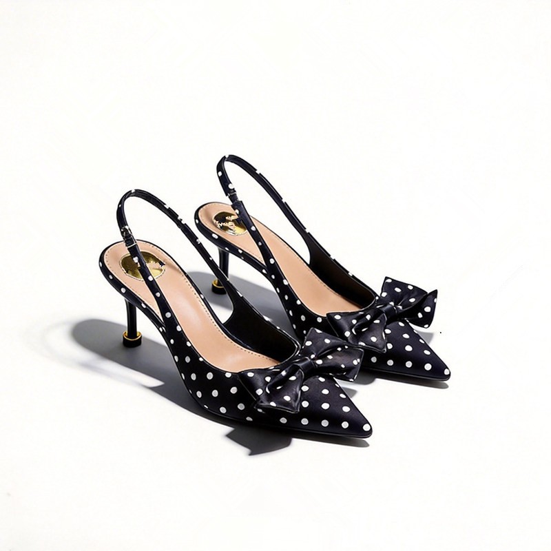 Women'S Shoes Kitten Heels - Damen Polka Dot High Heels Sandalen