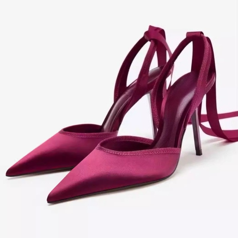 Women Shoes Luxury Brand - Schlange Satin Knöchelriemen Luxus Damen Hohe