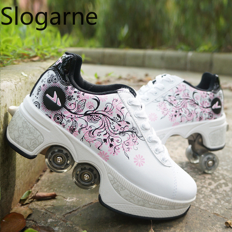 Women'S Shoes Running Sports - Frauen 4-Räder Verformung Rollschuhe Schuhe Männer