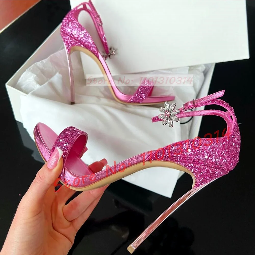 Women Shoes Luxury Brand - Luxus Glitter Rosa Heels Sandalen Frauen
