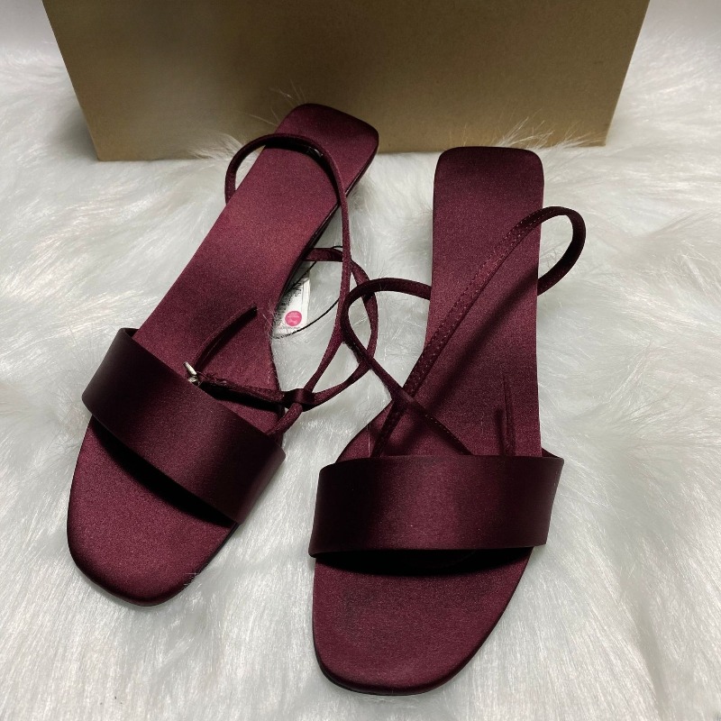 Women Shoes Luxury Brand - Luxus Satin Ankle Strap Low Heels