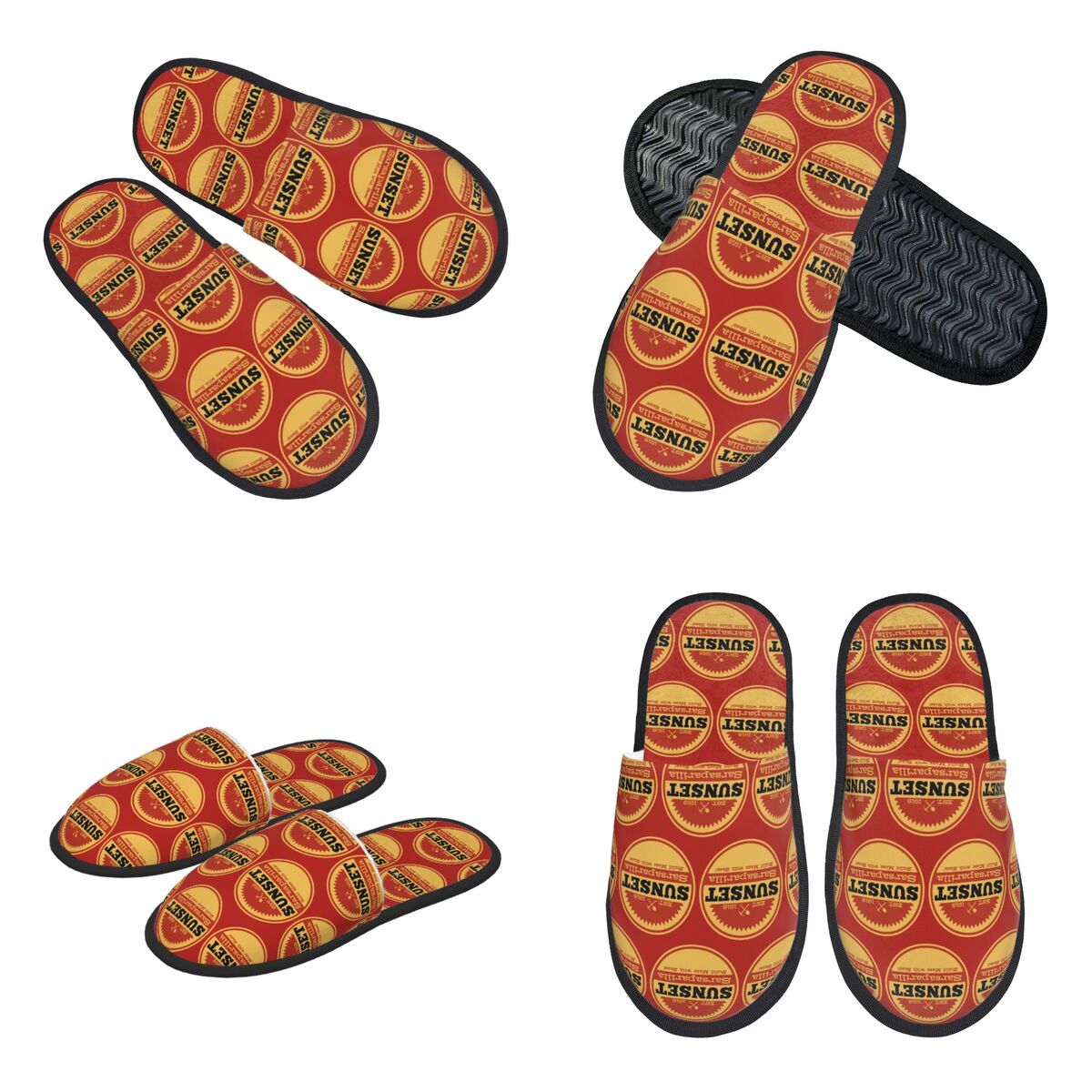 Women Shoes Logo - Maßgefertigte Vintage Sunset Sarsaparilla Logo Hausschuhe