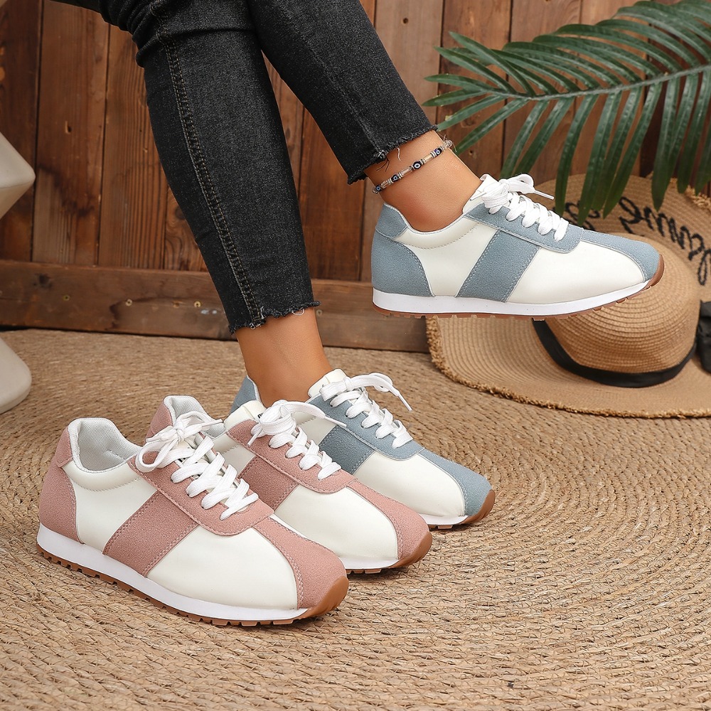 Women'S Shoes Casual Sneakers - Damen Color-Block-Sneaker mit Schnürung, Patchwork-Retro-Wanderschuhe, leichte,