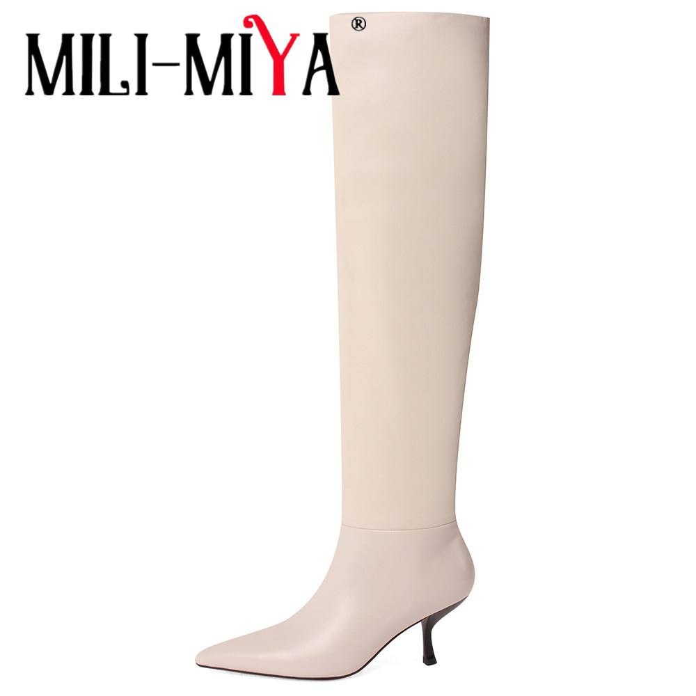 Wide Fit Heels - MILI-MIYA Damen-Kniestrümpfe, klassisch, Stretch-Mikrofaser, spitzer Zehenbereich,