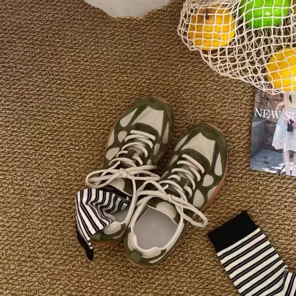 Vintage Patchwork-Schnürsneake – Women'S Shoes Casual Sneakers Bewertung und Preis