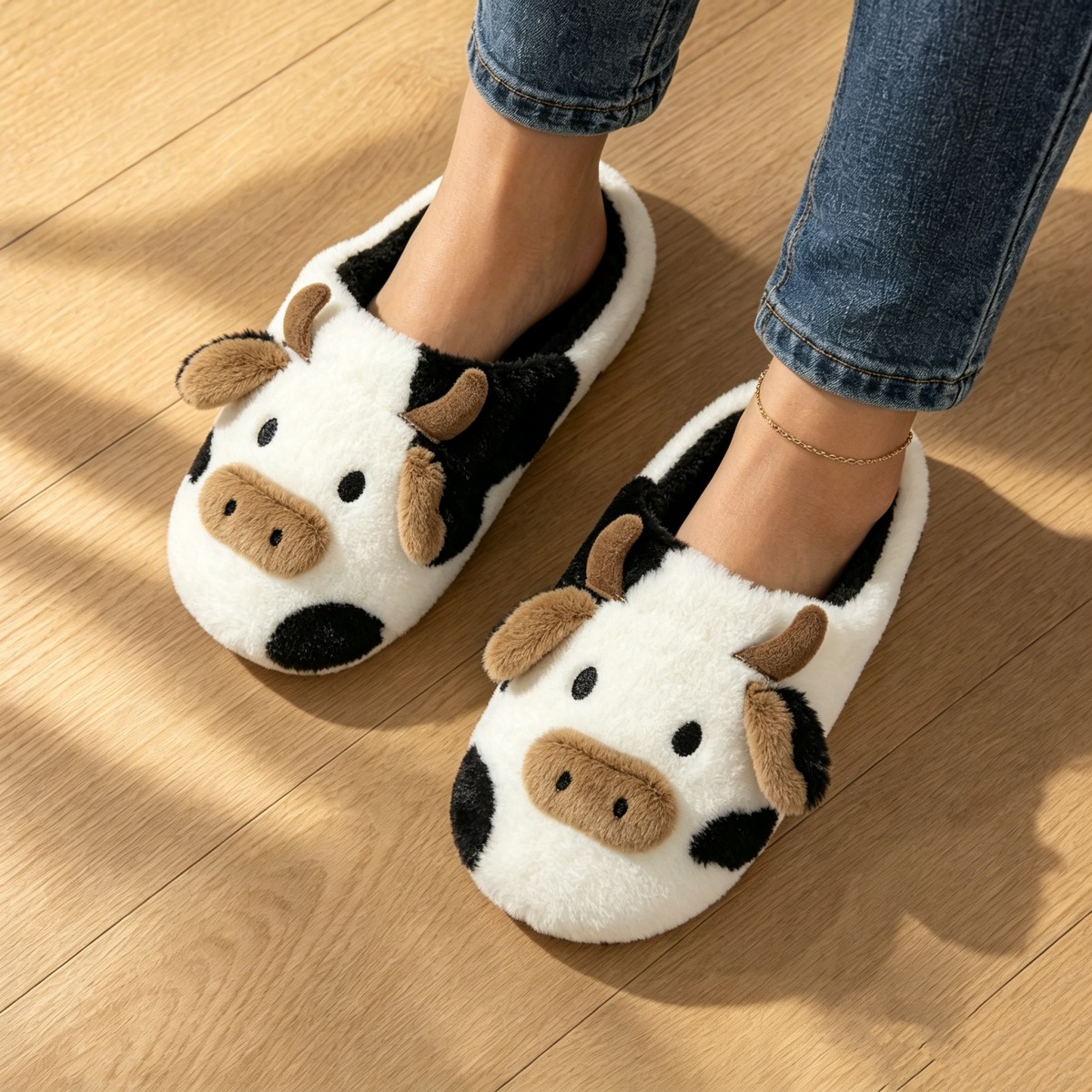 Bequeme Kuh-Plüsch-Hausschuhe  – Women Shoes Sandals Bewertung und Preis